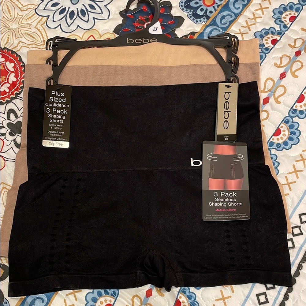 Bebe Tan, Taupe and Black Shaping Shorts Versatile Style, NWT